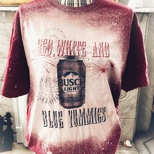 Original Mud Cricket Designs Red White and Blue Yummies bleached graphic Tee